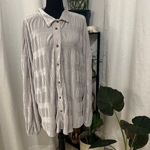 Free People Gray Button-Up Top
